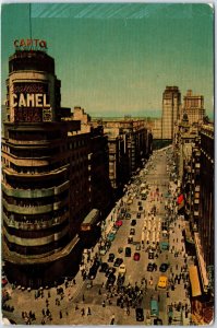 VINTAGE CONTINENTAL SIZE POSTCARD CAMEL ADVERT AVENUE JOSE ANTONIO MADRID SPAIN