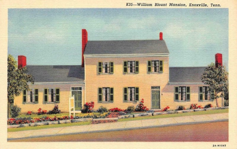 KNOXVILLE, Tennessee TN   WILLIAM BLOUNT MANSION ca1940s Curteich Linen Postcard