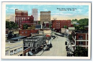 Greenville South Carolina Postcard Main Street Looking North Road c1920 Vintage