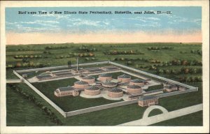 Joliet IL New State Prison Penitentiary Birdseye View c1920 Postcard