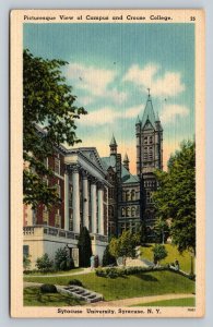 Syracuse University Campus Syracuse New York Vintage Linen Postcard 1667