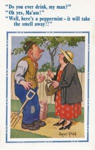 Park Gardener With Bad Rotten Breath Peppermint Mints Comic Humour Postcard
