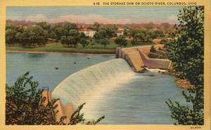 Stoarage Dam on Scioto River - Columbus, Ohio - Linen