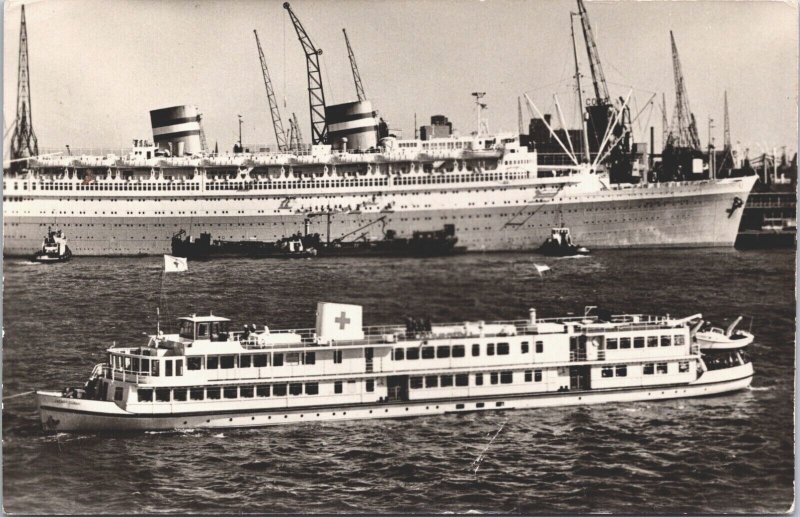 Rode Kruis Hospitaalschip Henry Dunant Ship Real Photo Postcard 09.38