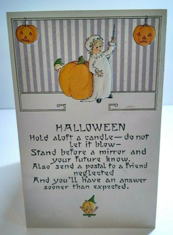 Vintage Halloween Postcard Nash Elf And Child Embossed Unused Series 30 Original