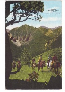 Dudes On The Trail In The Montana Rockies, Vintage 1951 Linen Postcard