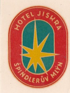 Czechoslovakia Spindleruv Mlyn Hotel Jiskra Vintage Luggage Label sk3691