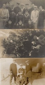 Military War Ship Sailor Crew 3x Unidentified Antique Postcard s