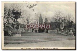 Old Postcard Niort Garden Staircase Breche