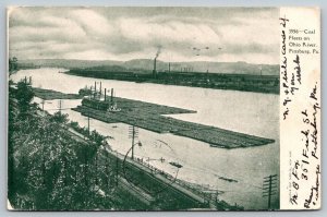 Pittsburg  Pennsylvania  Coal Fleets on Ohio River Postcard  1905