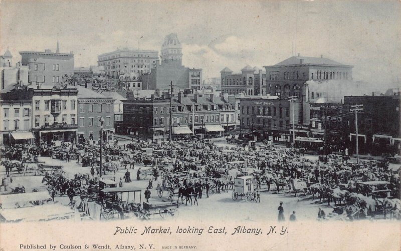 ALBANY NEW YORK~PUBLIC MARKET LOOKING EAST~1908 COULSON & WENDT PHOTO POSTCARD