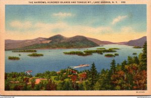 New York Lake George The Narrows Hundred Islands and Tongue Mountain 1940 Cur...