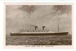 Cunard White Star Line - SS Mauretania   RPPC