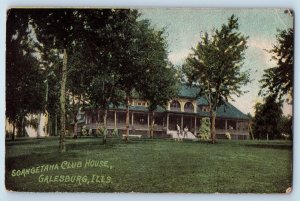 Galesburg Illinois Postcard Soangetaha Club House Exterior c1910 Vintage Antique