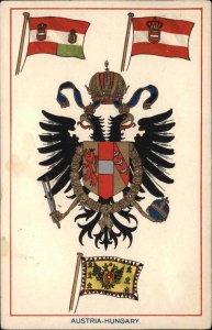 Austria Hungary Heraldic Symbols Flags Patriotic c1910 Vintage Postcard