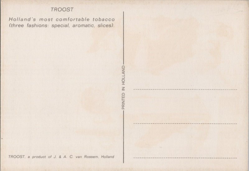 Troost Holland's Most Comfortable Tobacco Advertising Postcard 09.09