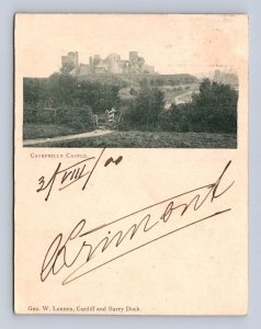 CAERPHILLY CASTLE CARDIF ENGLAND TO BRAILA ROMANIA COURT SIZE POSTCARD 1900
