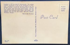 Postcard Unused Oyster Bar Wachsmuth Portland OR LB