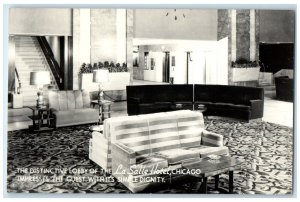 The Distinctive Lobby Of The La Salle Hotel Chicago IL RPPC Photo Postcard