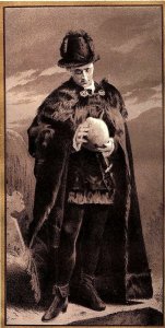 1880's Victorian Card Frederick Paulding As Hamlet Robe Skull Fabulous! &O