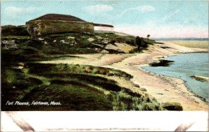 US Army Vintage Patriotic Postcard - Fort Phoenix, Fairhaven Mass -