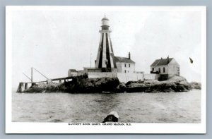 GRAND MANAN CANADA GARNNETT ROCK LIGHTHOUSE VINTAGE REAL PHOTO POSTCARD RPPC