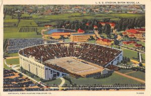 Baton Rouge Louisiana aerial view L. S. U. Stadium linen antique pc ZD549470 