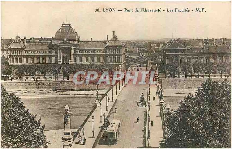 Old Postcard Lyon Universite The Faculties Tramway Bridge