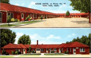 Linen Postcard Kruse Motel on Highway No. 91 in Idaho Falls, Idaho