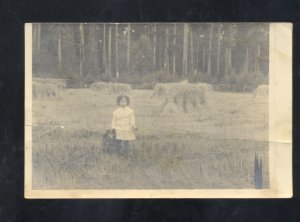 RPPC RAINIER WASHINGTON FARM FARMING GIRL RAY WASH. REAL PHOTO POSTCARD