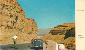 JUDAICA, Israel, Road to Sodom, Dead Sea, Family, Girl Taking Photo, British Car