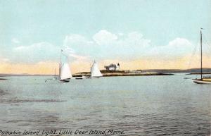 Little Deer Island Maine Pumpkin Light House Antique Postcard K81240