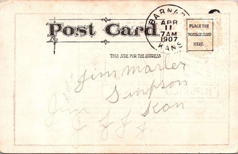 1907 Comic Postcard~Isaacs & Goldstine - Barnard, Kansas KC4