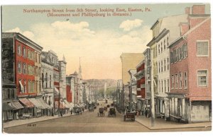 Postcard Northampton Street from 5th Looking East Easton PA