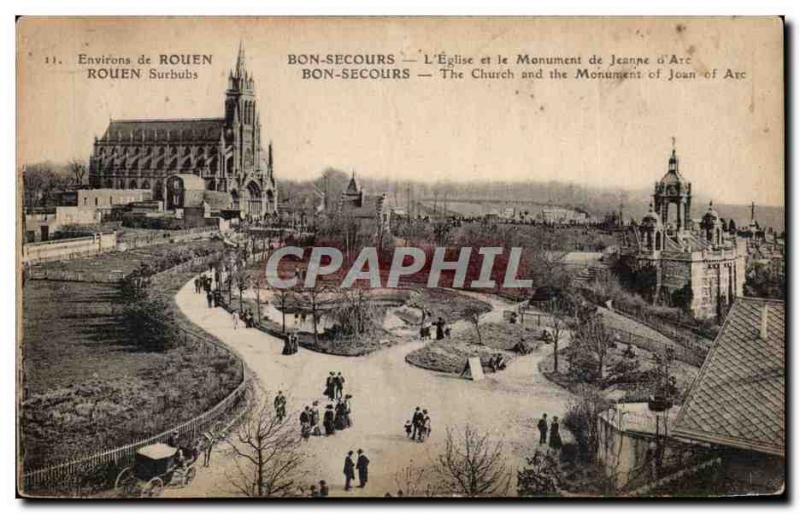 Bonsecours - L & # 39Eglise and Monument Jeanne d & # 39Arc - Old Postcard