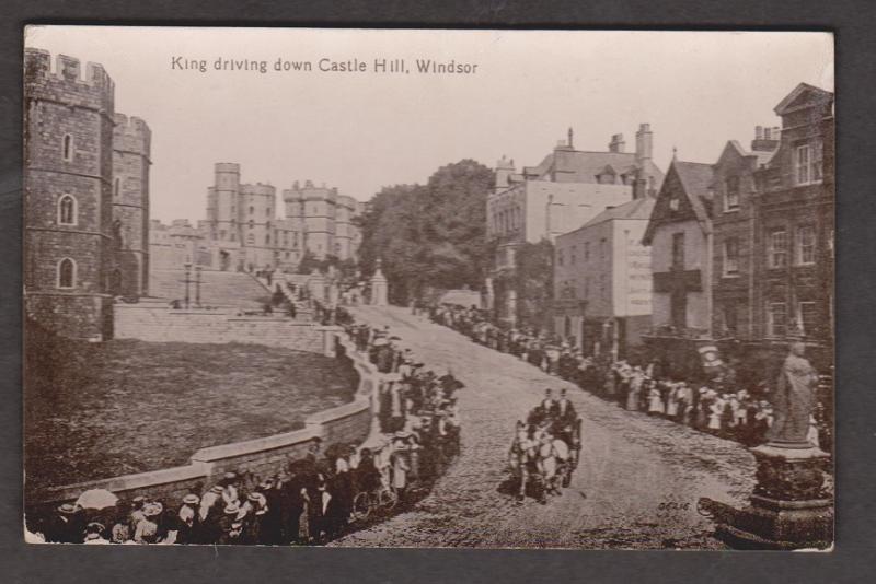 UK King being driven down Castle Hill in Windsor Probably George V Coronation