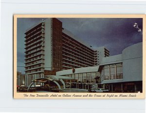 Postcard The New Deauville Hotel and the Ocean at Night on Miami Beach, Florida