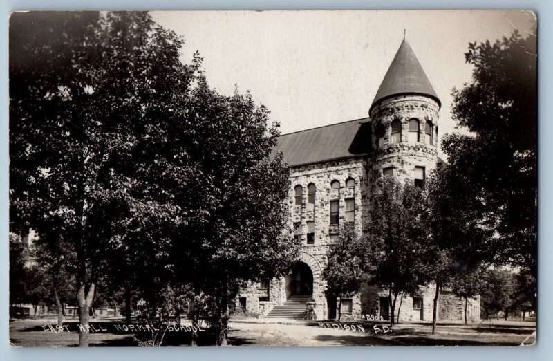 Madison South Dakota SD Postcard RPPC Photo East Hall Normal School Building