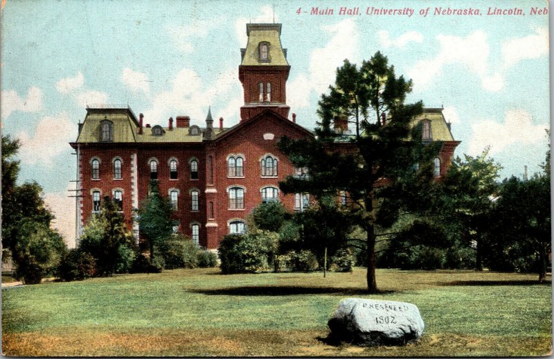 Vtg 1910s University of Nebraska Main Hall Lincoln NE Postcard