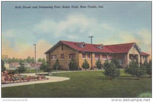 Indiana New Castle Bath House and Swimming Pool Baker Park Curteich