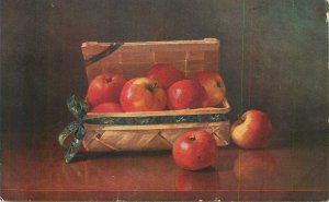 B580 Basket of Apples Still Life vintage postcard Germany 1918