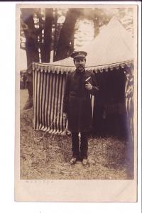 Real Photo, Salvation Army Officer Outside Tent, VELOX