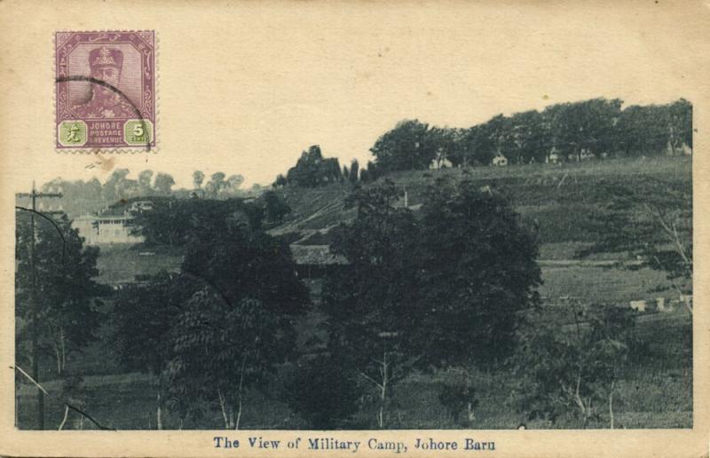 malay malaysia, JOHOR JOHORE BAHRU, View of Military Camp (1920s) Postcard