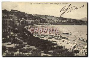 Old Postcard San Sebastian Paseo there Playa de la Concha