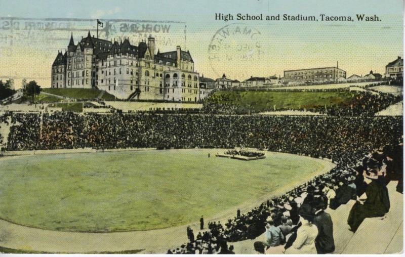 High School and Stadium ~ Tacoma Washington WA c1912 Postcard 