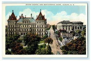 State Capitol and Educational Bldg. Albany New York Vintage Antique Postcard 