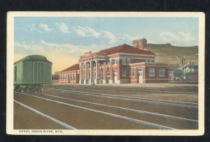 GREEN RIVER WYOMING RAILROAD DEPOT TRAIN STATION VINTAGE POSTCARD