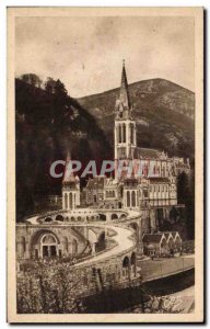 Old Postcard Lourdes Basilica