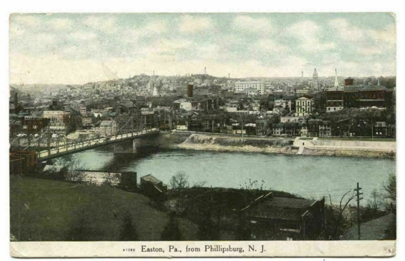 Postcard Easton PA From Phillipsburg NJ