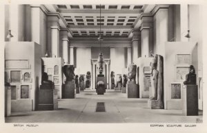 Egyptian Sculpture Gallery London Museum Old Real Photo Postcard